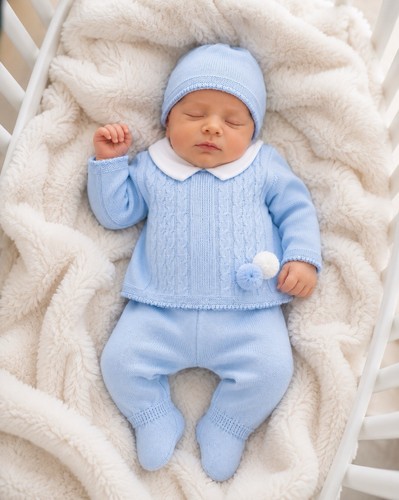 Baby boys blue knitted piece - baby,