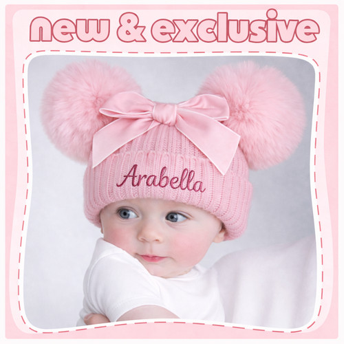 Embroidered giant bow pom - bow,