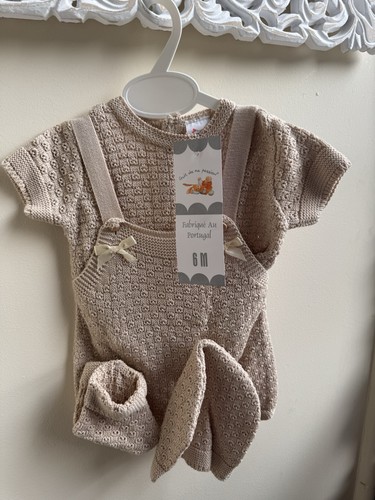 Knitted baby romper bootie - baby, hat